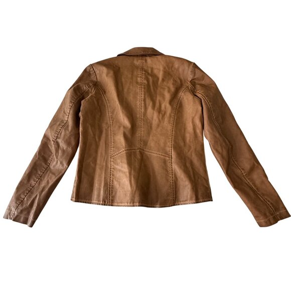 Bagatelle Womens Brown Faux Leather Moto Jacket Size S - Picture 2 of 12